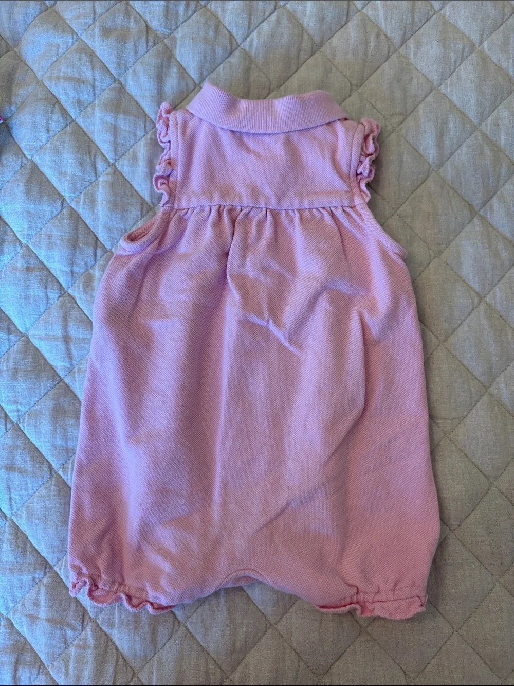 Ralph Lauren Light Pink Pique Cotton Baby Romper